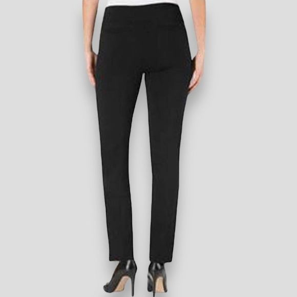 Hilary Radley Black Textured Slim Leg High Rise Stretch Ponte Pants Size 6 - Picture 3 of 11